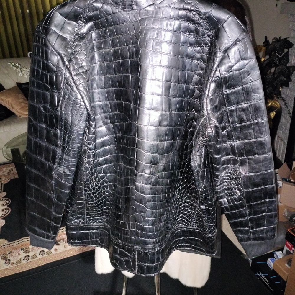 Men's Black 100% Alligator Jacket size MEDIUM - Picture 5 of 15